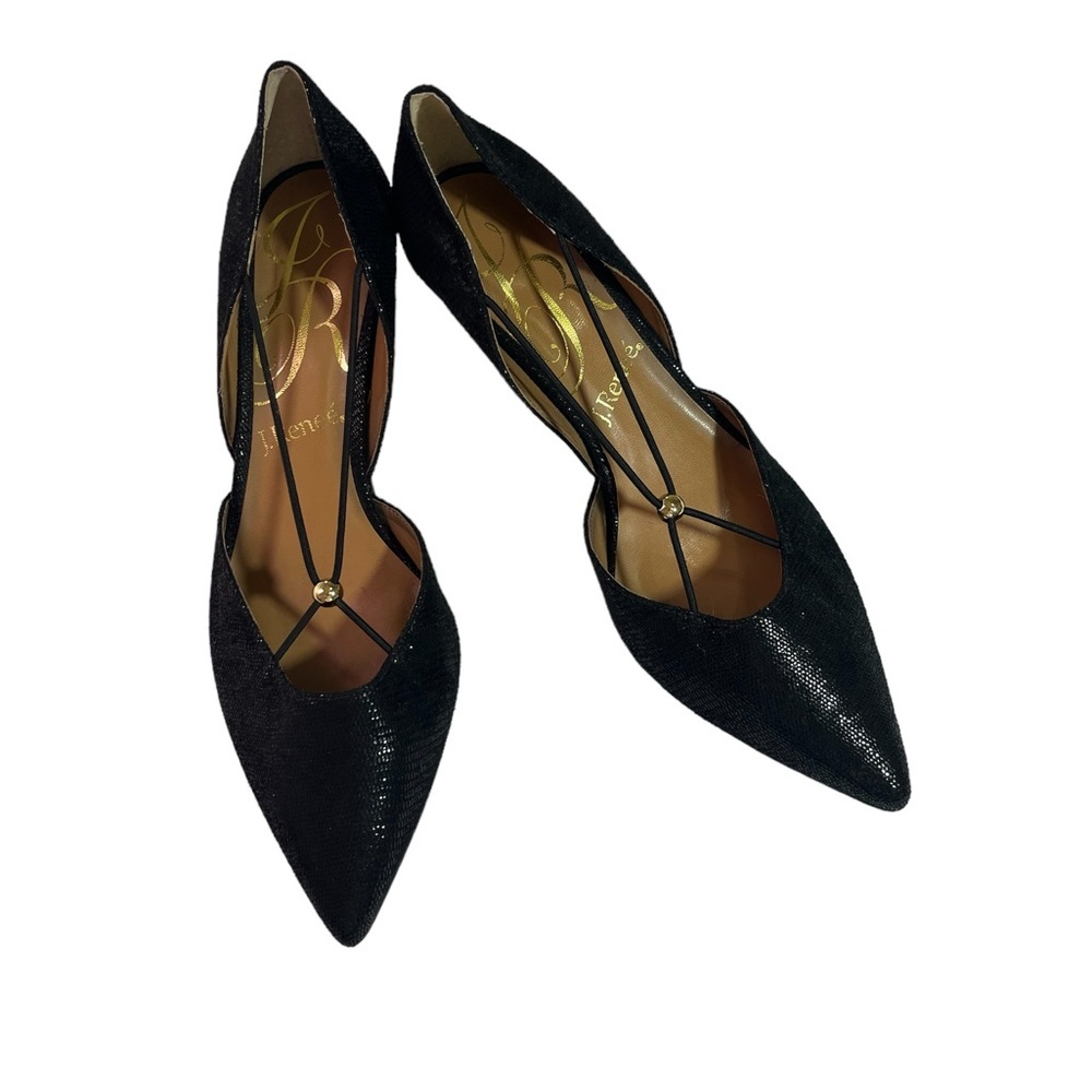 J. Renee Varshee Black Shiny Pumps 2 In.Heels with Strap on Top Women’s Size 8.5